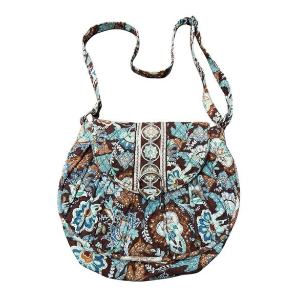 RETIRED Vera Bradley SADDLE UP Crossbody Java Blue Shoulder Bag Purse Hipster - Picture 1 of 6